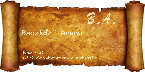Baczkó Arany névjegykártya